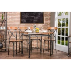 5pc Broxburn Wood And Metal Pub Counter Height Dining Set Brown - Baxton Studio -Outlet Baxton Studio Store GUEST 00a84b91 9538 40d9 93af 6613895650db