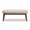 Elia Mid Century Modern Walnut Wood Fabric Button Tufted Bench - Baxton Studio