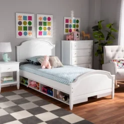 Elise Wood Storage Platform Bed White - Baxton Studio -Outlet Baxton Studio Store GUEST 016e8446 ed12 45e6 b4b2 e16e6181e822