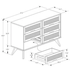 Barrett Wood And Synthetic Rattan 6 Drawer Dresser Walnut Brown - Baxton Studio -Outlet Baxton Studio Store GUEST 0192a8e6 94b8 409f 973a 8598b6f5090e