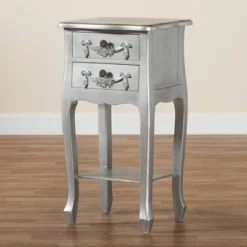 Eliya Brushed Wood 2 Drawer Nightstand Silver - Baxton Studio -Outlet Baxton Studio Store GUEST 01ecd043 4bfc 4f8a 8a6e d918b9070b29