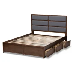 Macey Modern And Contemporary Fabric Upholstered Walnut Finished Storage Platform Bed Gray/Brown - Baxton Studio -Outlet Baxton Studio Store GUEST 031c785f e72a 4ad6 9f8d e80fb665123f