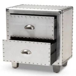 2 Drawer Davet Metal Nightstand Silver - Baxton Studio -Outlet Baxton Studio Store GUEST 034d4b9d 9694 4923 9b76 5a4cef44c5fd