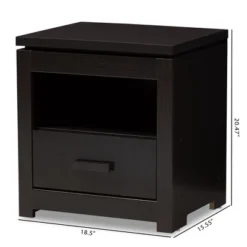 Bienna Modern And Contemporary Finished 1 Drawer Nightstand Dark Brown - Baxton Studio -Outlet Baxton Studio Store GUEST 037f88ff 09ec 444e 88ac a437b2f19374