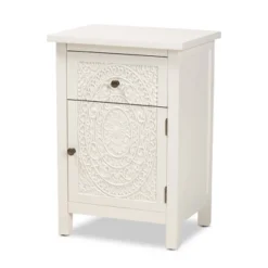 Lambert Wood 1 Drawer Nightstand White - Baxton Studio -Outlet Baxton Studio Store GUEST 03bec3ed 1892 4427 bc5e be539eafbe19