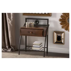 Jevenci Vintage Antique Dark Bronze Metal And Wood 1-Drawer Nightstand - Walnut - Baxton Studio -Outlet Baxton Studio Store GUEST 03f15f3b 9d15 45e6 b23d f267c37418ca