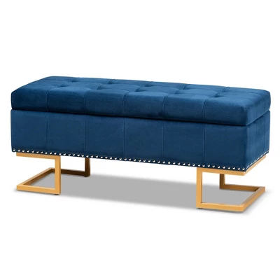 Ellery Velvet Fabric Upholstered Ottoman - Baxton Studio 9 Ellery Velvet Fabric Upholstered Ottoman - Baxton Studio - Image 9