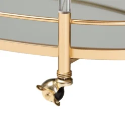 Nakano Metal And Glass 2 Tier Wine Cart Gold/Mirror - Baxton Studio -Outlet Baxton Studio Store GUEST 051ab4d4 cb23 48c1 90f1 fbeca90e0bd7