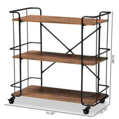 Neal Metal And Wood Kitchen Serving Cart Walnut/Black - Baxton Studio -Outlet Baxton Studio Store GUEST 053b7722 1b1c 4256 ae03 04b574cb0616