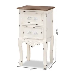 Levron Two-Tone And Antique Wood 2 Drawer Nightstand Walnut Brown/Antique White - Baxton Studio -Outlet Baxton Studio Store GUEST 06141abf 840a 4309 a7d5 99641fe55d95