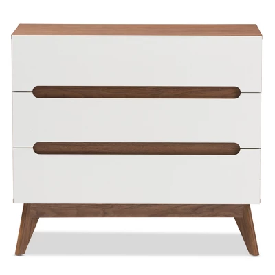 Calypso Mid-Century Modern Wood 3 Drawer Storage Chest Brown - Baxton Studio 2 Calypso Mid-Century Modern Wood 3 Drawer Storage Chest Brown - Baxton Studio - Image 2