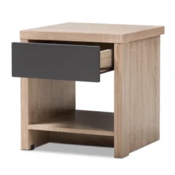 Jamie Modern And Contemporary Two - Tone Wood 1 - Drawer 1 - Shelf Nightstand - Brown - Baxton Studio