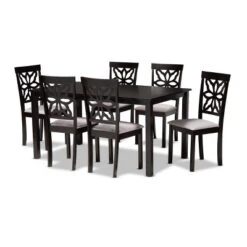 7pc Dallas Fabric Upholstered And Wood Dining Set - Baxton Studio -Outlet Baxton Studio Store GUEST 06cb6cc9 2277 4380 9cdb d3a8b5c4e195