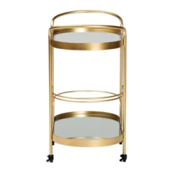 Kamal Glam Brushed Metal And Mirrored Glass 2 Tier Mobile Wine Bar Cart Gold - Baxton Studio -Outlet Baxton Studio Store GUEST 06d671cf b6ac 4fe7 a60f 6a94ab47a474