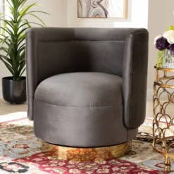 Saffi Velvet Upholstered Swivel Accent Chair - Baxton Studio -Outlet Baxton Studio Store GUEST 073e4f8c d5d5 4d16 a199 e89b7e492ebc