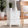 Layton Wood 3 Drawer Nightstand White - Baxton Studio