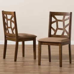 Set Of 2 Abilene Midcentury Fabric Upholstered And Walnut Finished Dining Chairs Brown - Baxton Studio -Outlet Baxton Studio Store GUEST 07bbf500 b465 4f9f 8a37 0432428411b0
