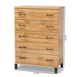 Maison Wood 5 Drawer Storage Chest Oak Brown - Baxton Studio -Outlet Baxton Studio Store GUEST 07f4b026 5c84 46cd 84f9 8a5cf54cfd63