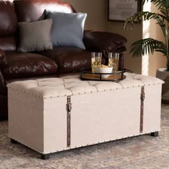 Kyra Fabric Upholstered Storage Trunk Ottoman - Baxton Studio -Outlet Baxton Studio Store GUEST 0850ffa0 e56f 4e50 a658 e67ae718c898