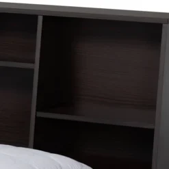 Queen Geoffrey Wood Platform Storage Bed With Shelves Dark Brown - Baxton Studio -Outlet Baxton Studio Store GUEST 08663d84 10b9 4565 8dfb b259814b6b6b