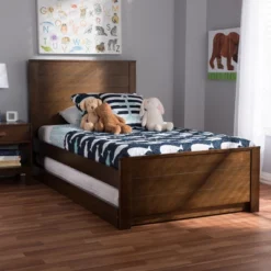Twin Catalina Modern Classic Mission Style Finished Wood Platform Bed With Trundle - Baxton Studio -Outlet Baxton Studio Store GUEST 08747709 1320 4c91 9bc7 658087b41d3c