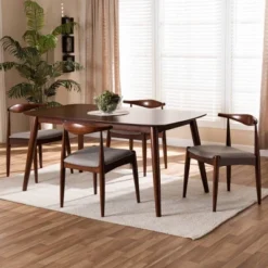 5pc Aeron Wood Dining Set Light Gray/Walnut - Baxton Studio -Outlet Baxton Studio Store GUEST 0882f281 b115 47f9 ad5d f731f6df76dd