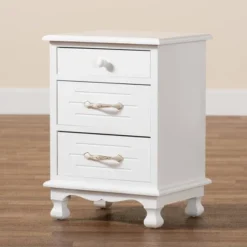 Layton Wood 3 Drawer Nightstand White - Baxton Studio -Outlet Baxton Studio Store GUEST 08fb766c 0594 4af4 8e31 2f04379b4cb5