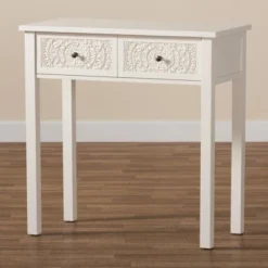 Lambert Wood 2 Drawer Console Table White - Baxton Studio -Outlet Baxton Studio Store GUEST 09132638 7971 46a4 958b d4f1d2be3d13