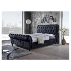 Castello Velvet Upholstered Faux Crystal - Buttoned Sleigh Platform Bed - Baxton Studio -Outlet Baxton Studio Store GUEST 091b5f84 4375 4d87 8321 763f2c067699