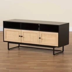 Declan Wood And Natural Rattan 3 Door TV Stand Espresso Brown/Black - Baxton Studio 15 Declan Wood And Natural Rattan 3 Door TV Stand Espresso Brown/Black - Baxton Studio -Outlet Baxton Studio Store GUEST 096d4c73 3ab7 413b 9601 5b16dd7ebe1a