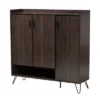 Baldor Wood 3 Door Shoe Cabinet Dark Brown - Baxton Studio