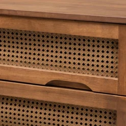 Barrett Wood And Synthetic Rattan 4 Drawer Chest Walnut Brown - Baxton Studio -Outlet Baxton Studio Store GUEST 0a8bf0fb 76ae 4681 a9db 156c3164a5bf