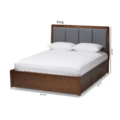 Brannigan Modern And Contemporary Fabric Upholstered Walnut Finished Storage Platform Bed Gray/Brown - Baxton Studio -Outlet Baxton Studio Store GUEST 0a999131 dfc1 41c7 8680 cf1c861cf3ad