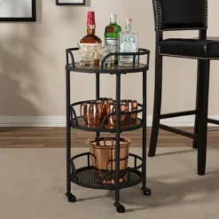 Bristol Rustic Industrial Style Metal And Wood Mobile Serving Cart - Brown - Baxton Studio -Outlet Baxton Studio Store GUEST 0aad27e4 5639 46cc 89fb cdbdc93c56f8