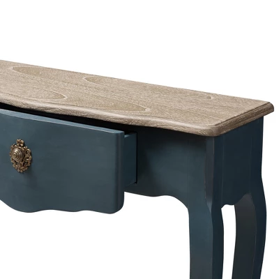 Mazarine Classic And Provincial Spruce Finished Console Table Blue - Baxton Studio 6 Mazarine Classic And Provincial Spruce Finished Console Table Blue - Baxton Studio - Image 6