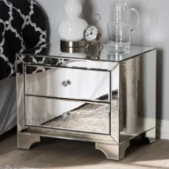 Farrah Hollywood Regency Glamour Style Mirrored 2 - Drawer Nightstand - Baxton Studio -Outlet Baxton Studio Store GUEST 0ad37f65 77ff 4f53 96ed e2227cd392ff