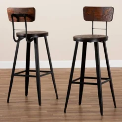 Set Of 2 Kenna Wood And Metal Finished Metal Barstools Brown/Black - Baxton Studio 10 Set Of 2 Kenna Wood And Metal Finished Metal Barstools Brown/Black - Baxton Studio -Outlet Baxton Studio Store GUEST 0b3a0d06 37ee 407f 9ec5 b60dbd045727