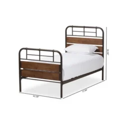 Twin Monoco Rustic Industrial Finished Metal Wood Platform Bed Brown - Baxton Studio -Outlet Baxton Studio Store GUEST 0b3cf7b9 487e 46ed bcd5 8a84295485a7