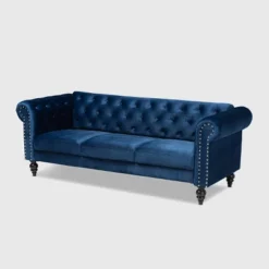 Emma Velvet Upholstered Button Tufted Chesterfield Sofa - Baxton Studio -Outlet Baxton Studio Store GUEST 0b5ed9c7 9e28 4e21 bbc4 86fbf3d92d20