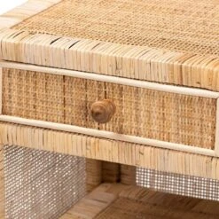 Bella Mahogany Wood And Natural Rattan 1 Drawer Nightstand Natural Brown - Baxton Studio -Outlet Baxton Studio Store GUEST 0be9afa6 f6d2 4ab0 86b4 7b8acbd24990