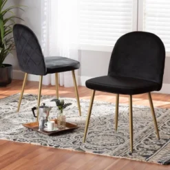 2pc Fantine Metal Dining Chair Set - Baxton Studio -Outlet Baxton Studio Store GUEST 0c4faa6c ca82 4fd0 8f30 7b94ee0aa626