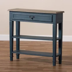 Dauphine Spruce Finished Wood Accent Console Table Blue - Baxton Studio -Outlet Baxton Studio Store GUEST 0c6398f5 2215 4d82 867a 972baf310cd8