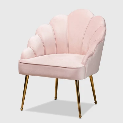 Cinzia Velvet Upholstered Seashell Shaped Accent Chair - Baxton Studio 10 Cinzia Velvet Upholstered Seashell Shaped Accent Chair - Baxton Studio - Image 10