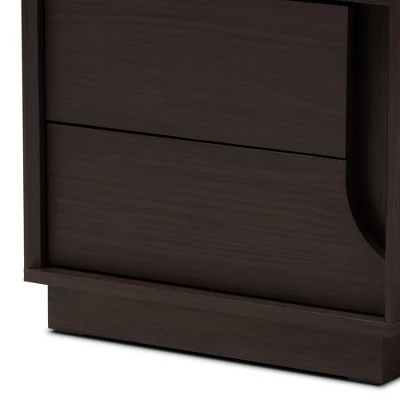 Larsine Finished 2 Drawer Nightstand Brown - Baxton Studio 7 Larsine Finished 2 Drawer Nightstand Brown - Baxton Studio - Image 7