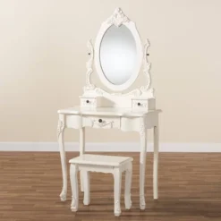 2pc Macsen Wood Vanity Set With Adjustable Mirror White - Baxton Studio -Outlet Baxton Studio Store GUEST 0d5cf33c 3f43 4308 90c8 cc4321918467