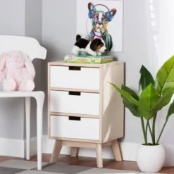 Halian Two-Tone Wood 3 Drawer Nightstand White/Light Brown - Baxton Studio 15 Halian Two-Tone Wood 3 Drawer Nightstand White/Light Brown - Baxton Studio -Outlet Baxton Studio Store GUEST 0da4178c 7e34 43e0 b964 8fd709a54513