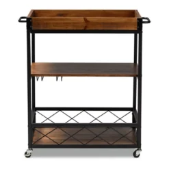 Capri Oak And Finished Mobile Metal Bar Cart With Stemware Rack Brown - Baxton Studio 14 Capri Oak And Finished Mobile Metal Bar Cart With Stemware Rack Brown - Baxton Studio -Outlet Baxton Studio Store GUEST 0e27b6de 1160 4221 adfd c9bda330faaa