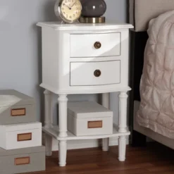 Audrey Finished 2 Drawer Nightstand White - Baxton Studio -Outlet Baxton Studio Store GUEST 0e83a170 2c2f 4554 99eb 6c404460c79d