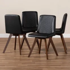 Set Of 4 Pernille Faux Leather Walnut Finished Dining Chairs - Baxton Studio 9 Set Of 4 Pernille Faux Leather Walnut Finished Dining Chairs - Baxton Studio -Outlet Baxton Studio Store GUEST 0eaf4dde 9277 42f9 9831 a8f3d2a04ef1