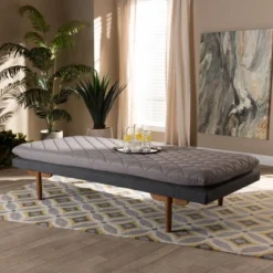 Twin Two Marit Tone Upholstered Wood Daybed Gray/Walnut - Baxton Studio -Outlet Baxton Studio Store GUEST 0f485e95 c9fa 4b1d 91e8 05e7ff82f68d